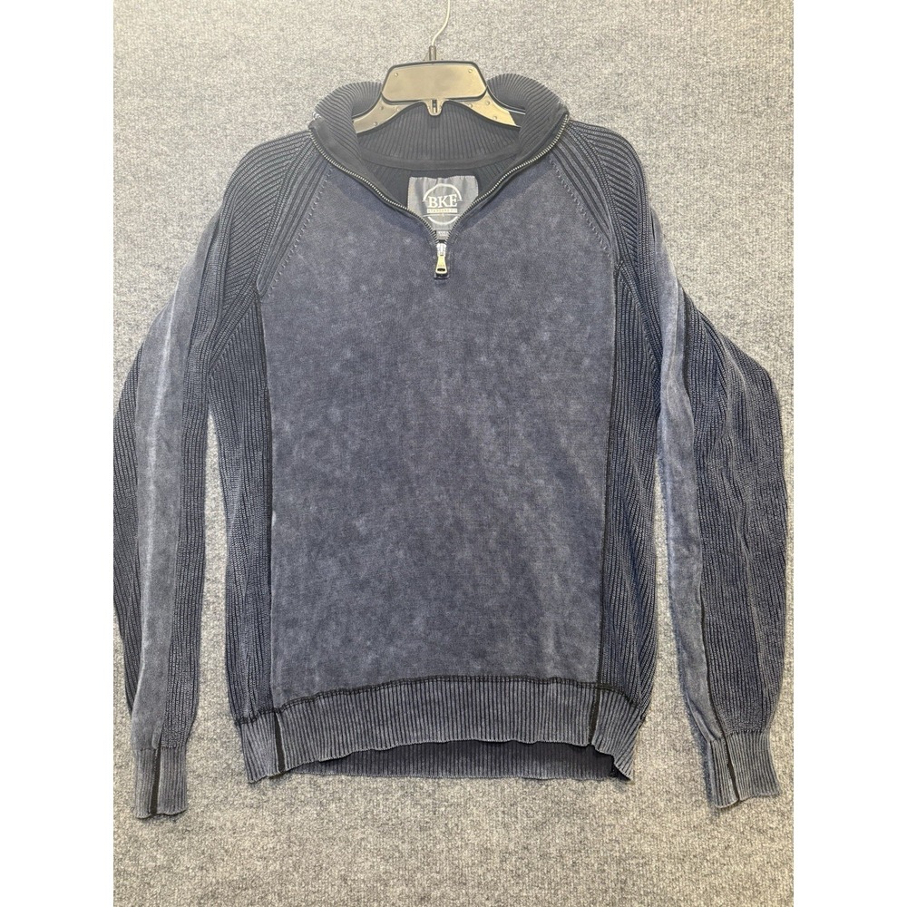 BKE Athletic Fit Men's Large Quarter Zip Knit Sweater Blue